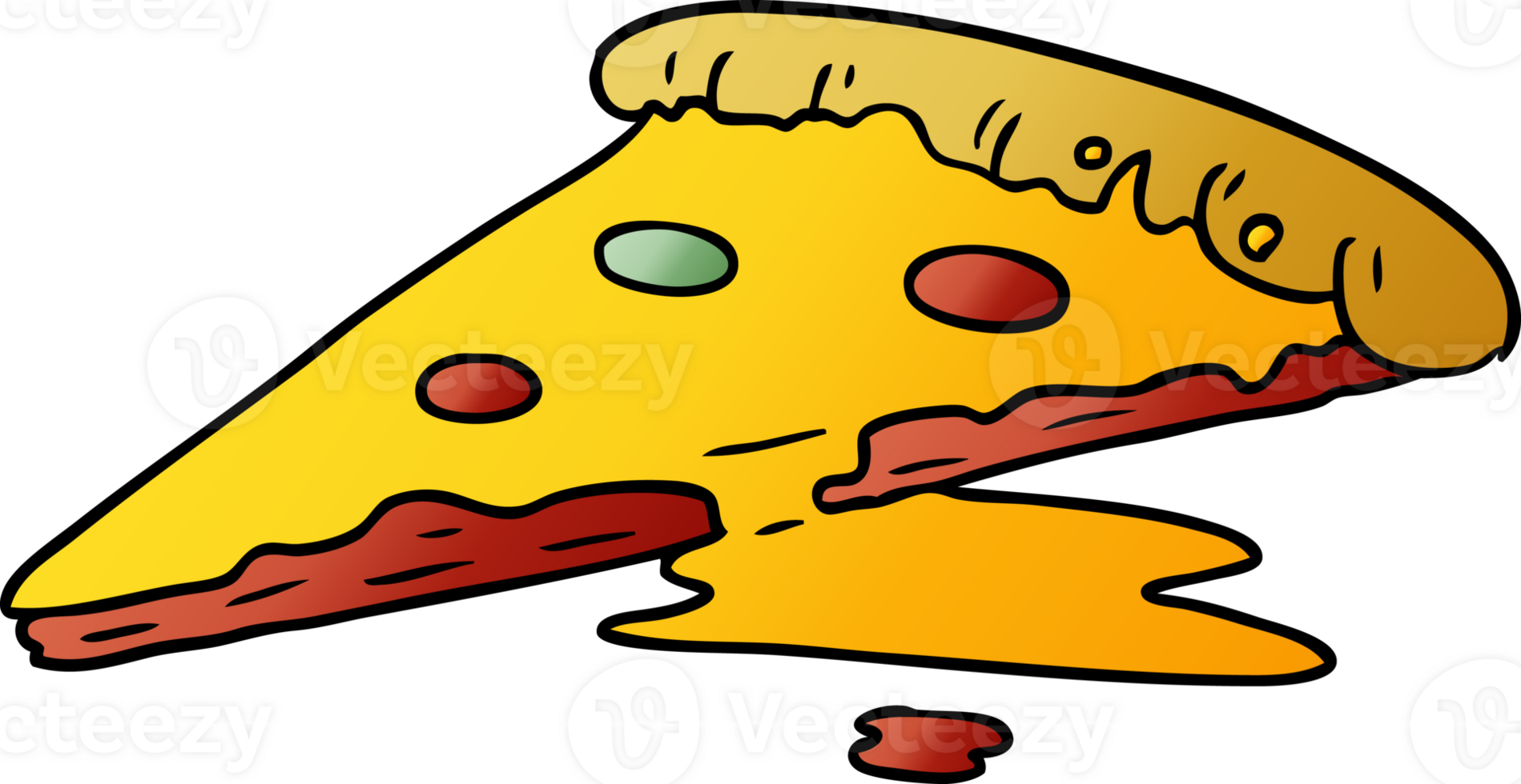 hand drawn gradient cartoon doodle of a slice of pizza png