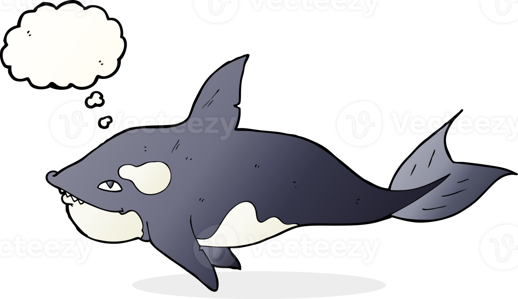 cartoon killer whale with thought bubble png