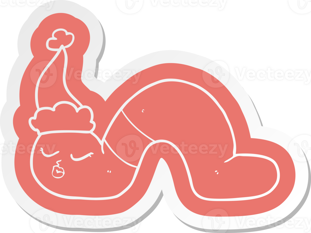 quirky cartoon  sticker of a worm wearing santa hat png
