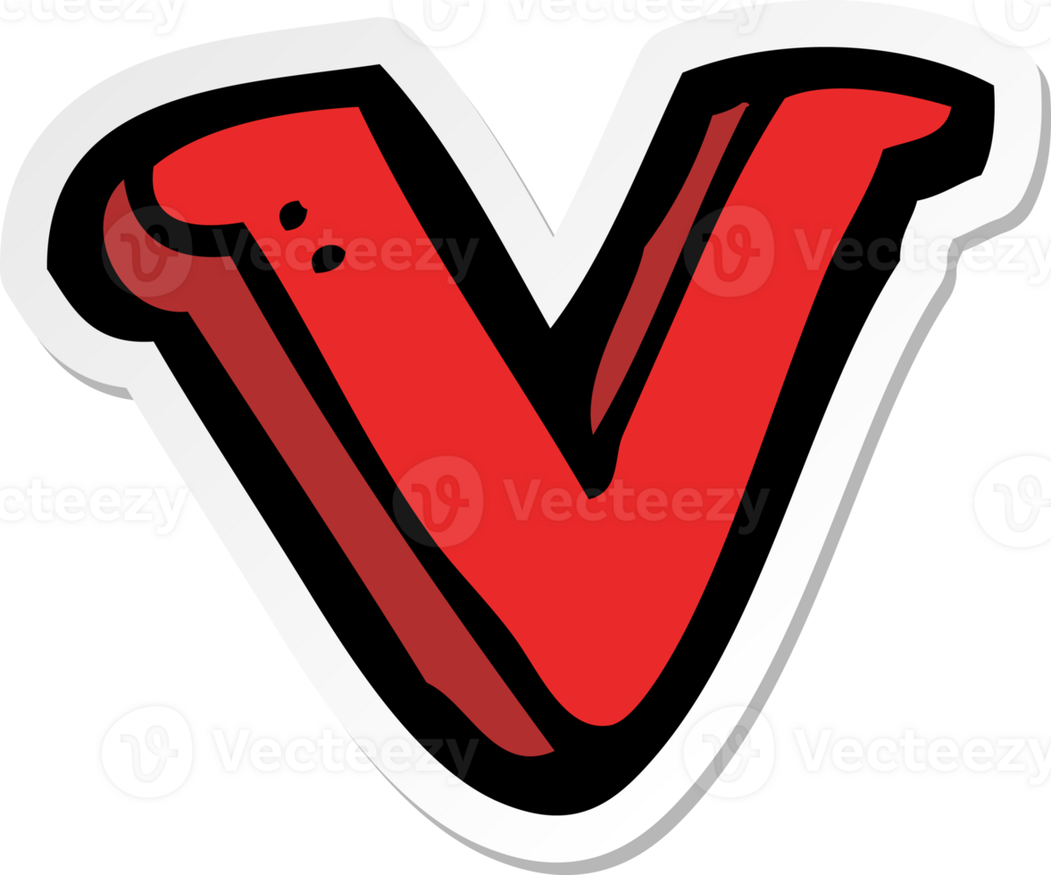 sticker of a cartoon letter V png