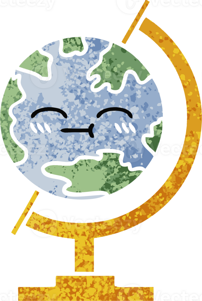 rétro illustration style dessin animé de une globe de le monde png