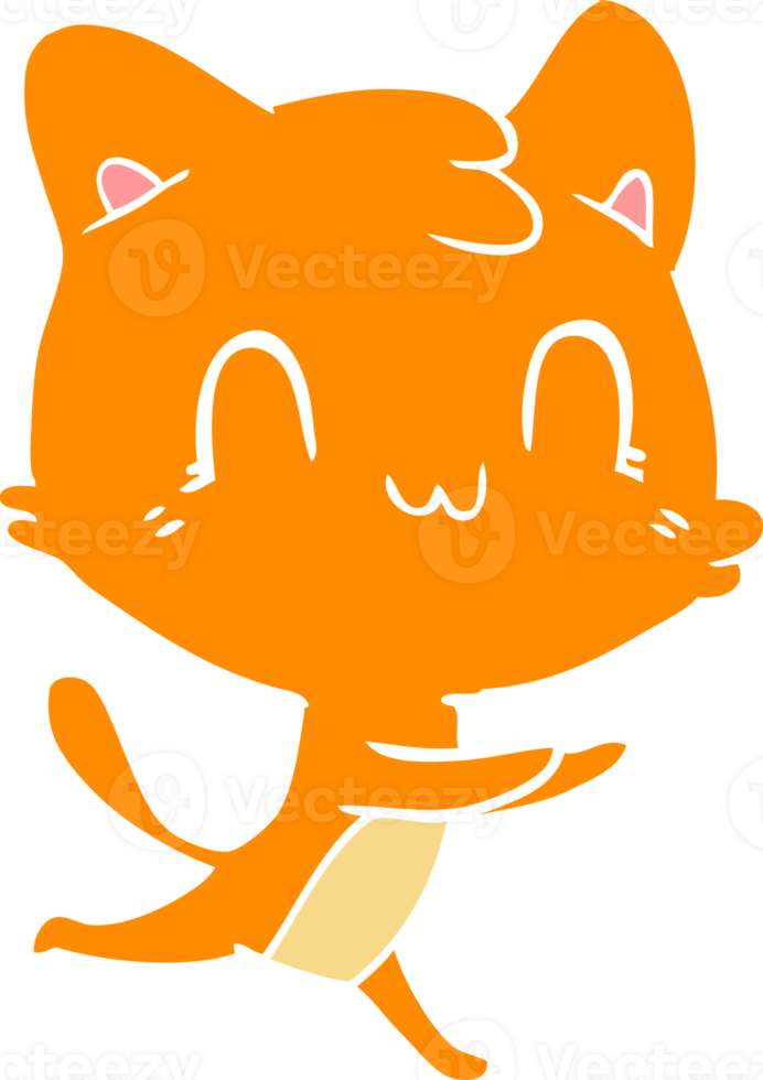 flat color style cartoon happy cat png