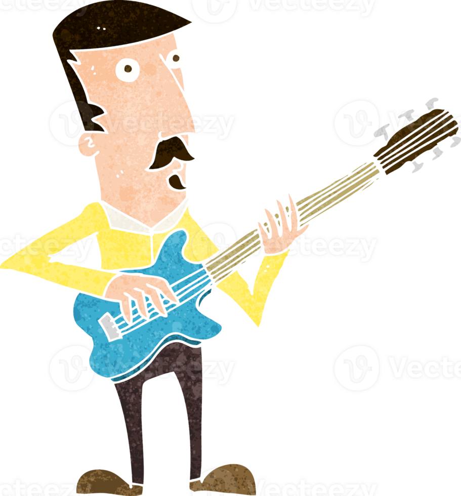 caricatura, hombre, juego, guitarra eléctrica png