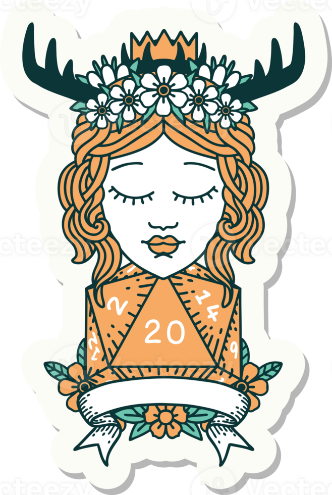sticker of a human druid with natural twenty roll png