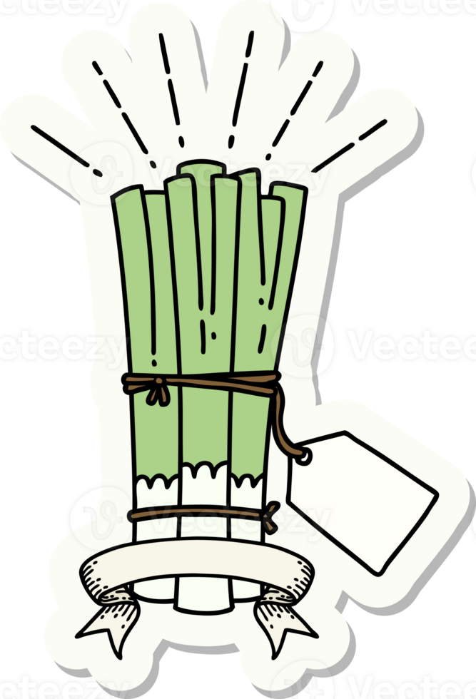 sticker of a tattoo style bunch of leeks png