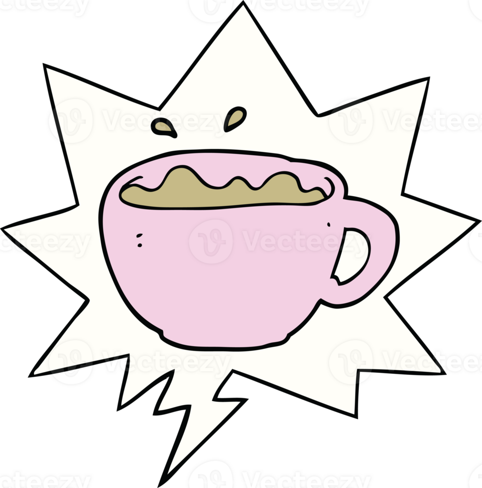 cartoon coffee cup with speech bubble png