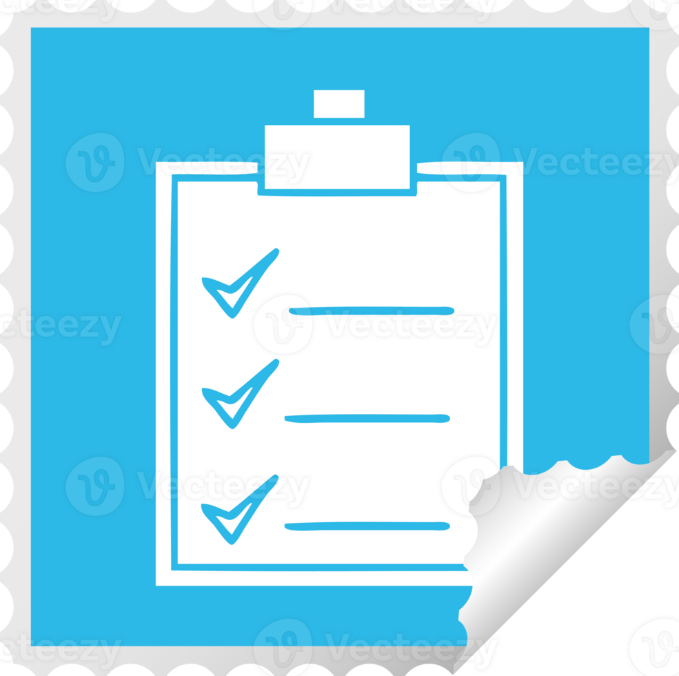 square peeling sticker cartoon of a check list png