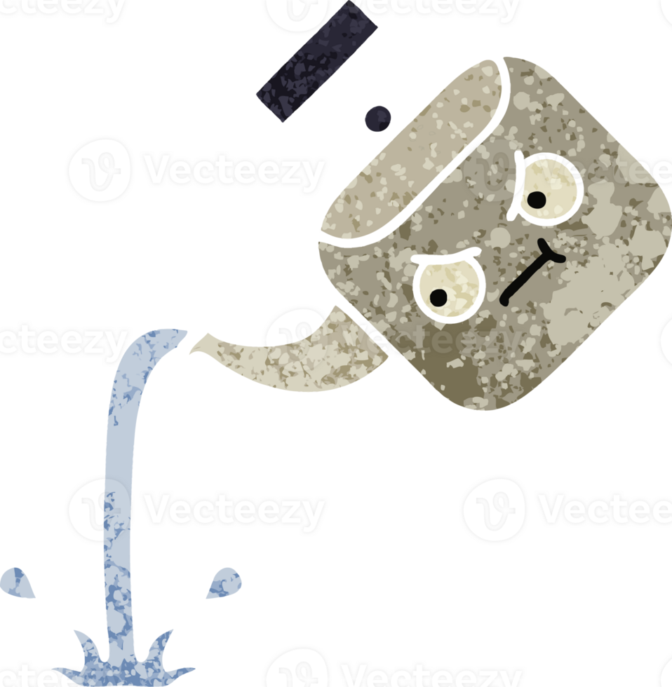 retro illustration style cartoon of a pouring kettle png
