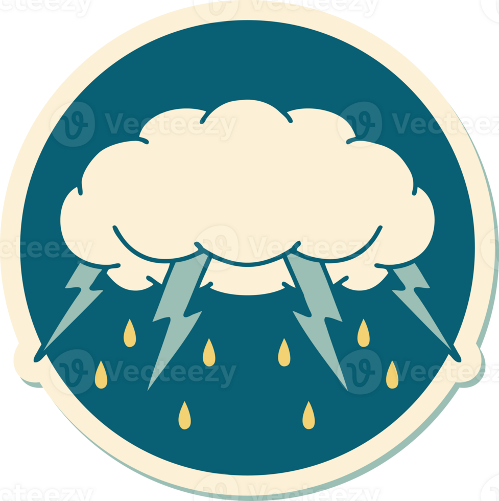 sticker of tattoo in traditional style of a storm cloud png