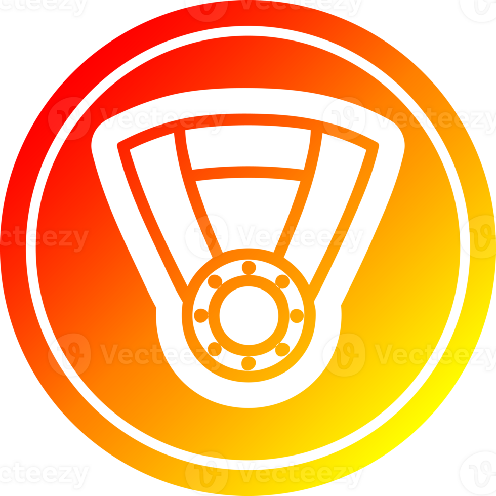 medalha prêmio circular ícone com caloroso gradiente terminar png