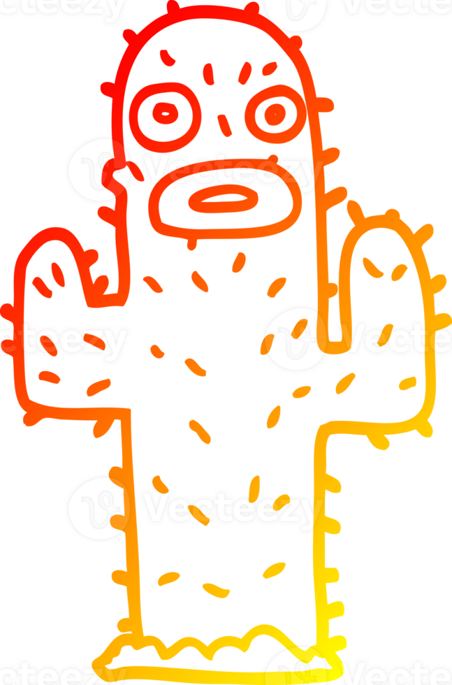 caloroso gradiente linha desenhando do uma desenho animado cacto png