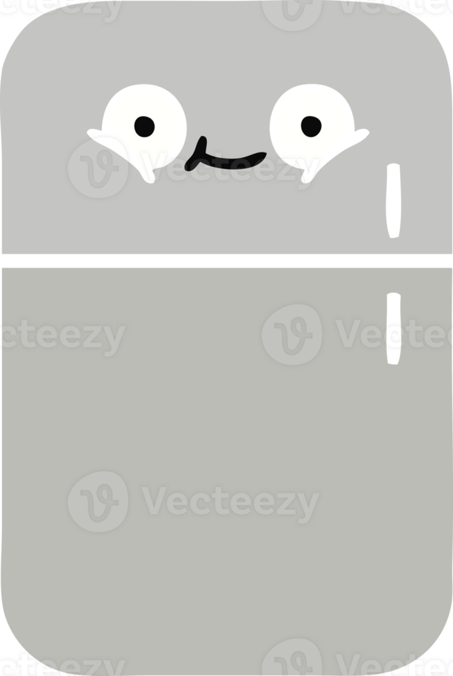 flat color retro cartoon of a fridge  zer png