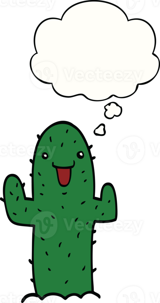 cartoon cactus with thought bubble png