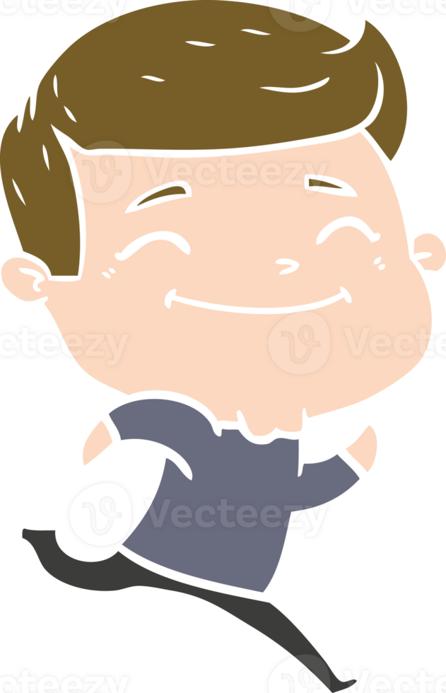 happy flat color style cartoon man png