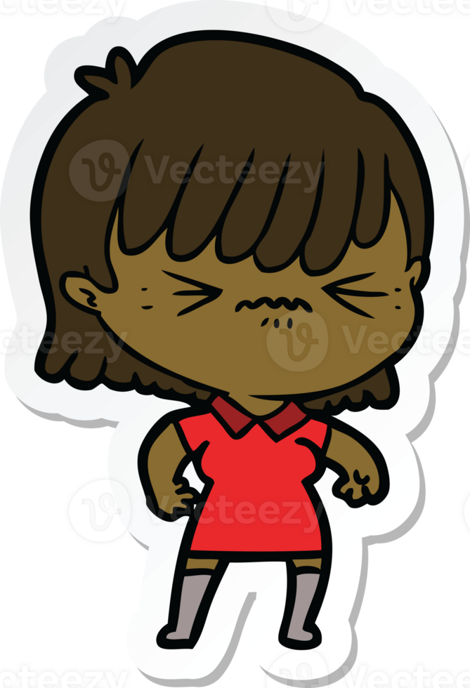 sticker of a annoyed cartoon girl png