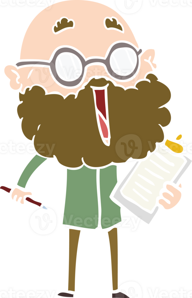 flat color style cartoon joyful man with beard png