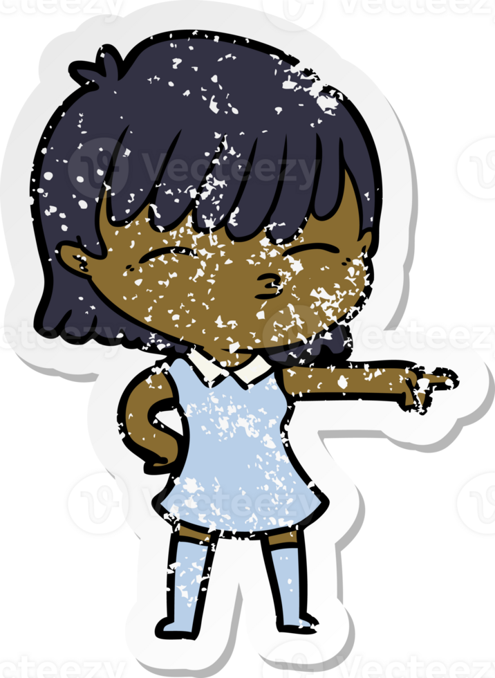 distressed sticker of a cartoon woman png