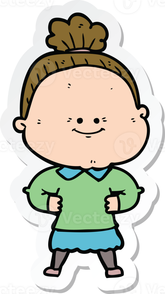 sticker van een cartoon gelukkige oude vrouw png