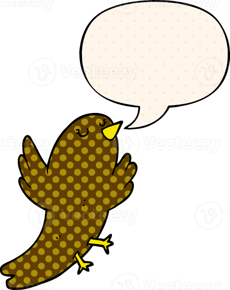 cartoon bird with speech bubble in comic book style png