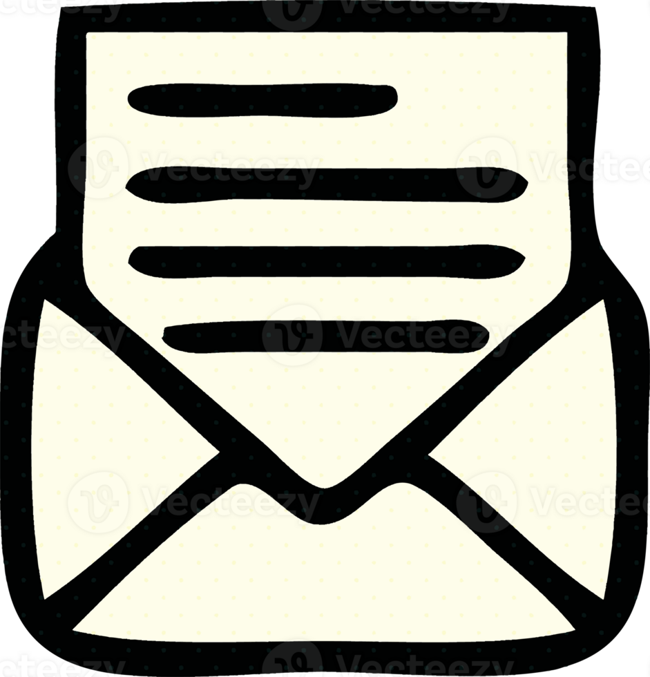 comic book style cartoon of a letter and envelope png