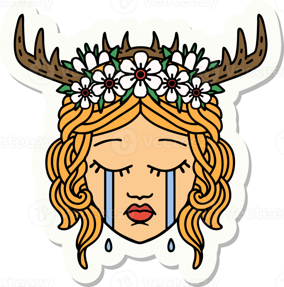 sticker of a crying human druid png