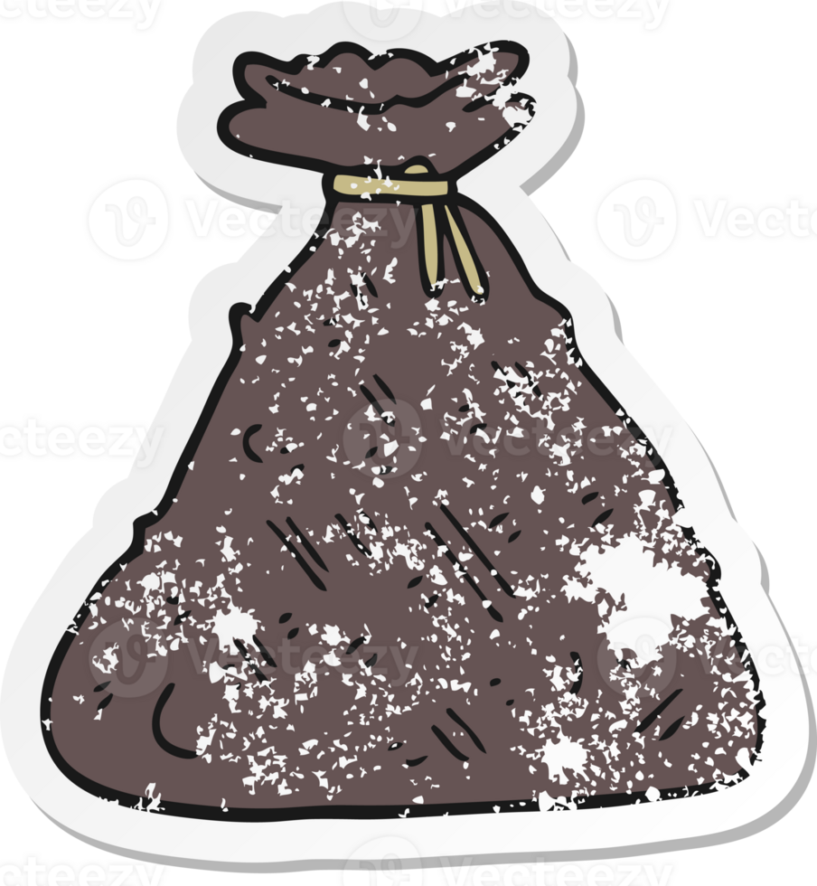 distressed sticker of a cartoon old hessian sack png