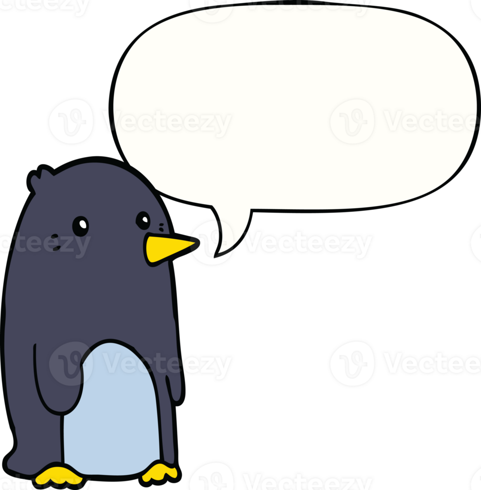 cartone animato pinguino con discorso bolla png