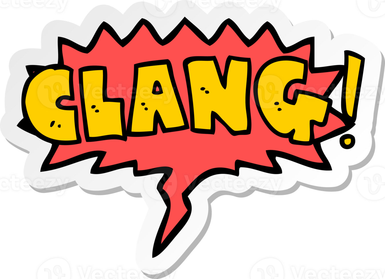 cartoon word clang with speech bubble sticker png