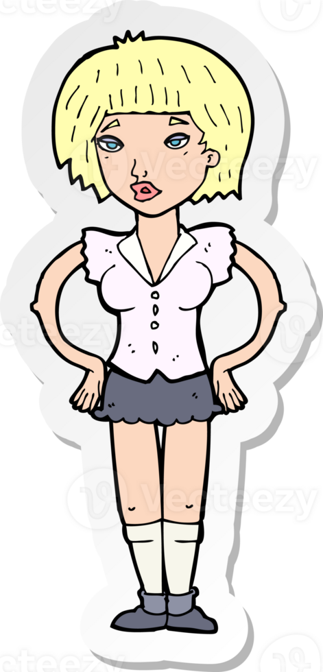 sticker of a cartoon woman with hands on hips png