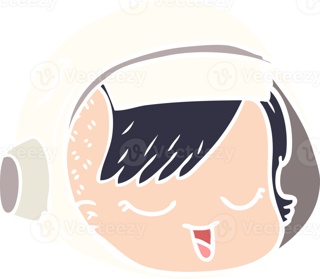 flat color style cartoon astronaut face png