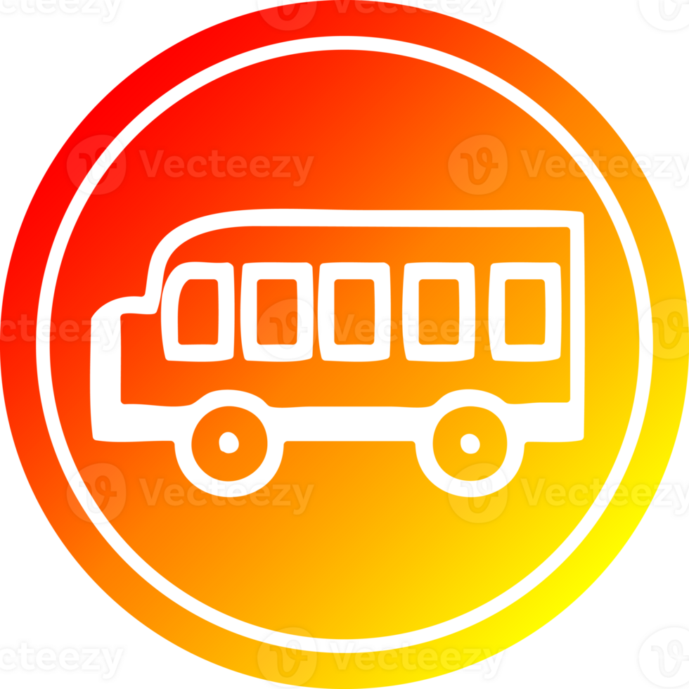 school bus circular icon with warm gradient finish png