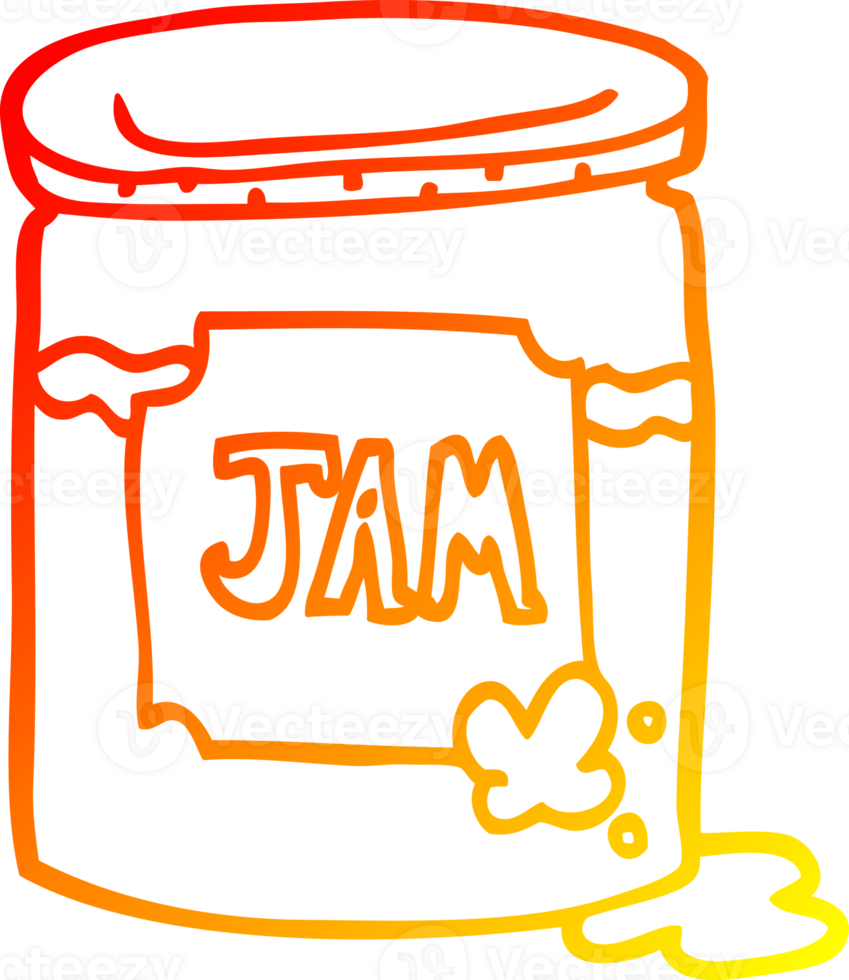 warm gradient line drawing of a cartoon jam pot png