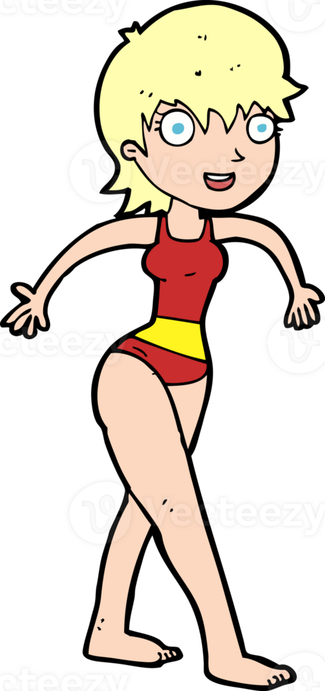 Cartoon glückliche Frau im Badeanzug png