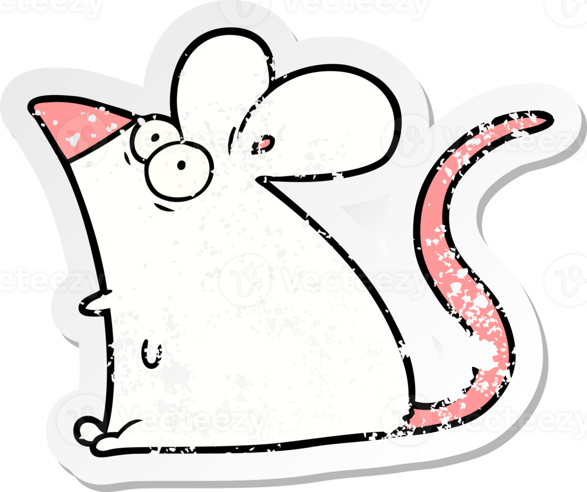 distressed sticker of a cartoon frightened mouse png