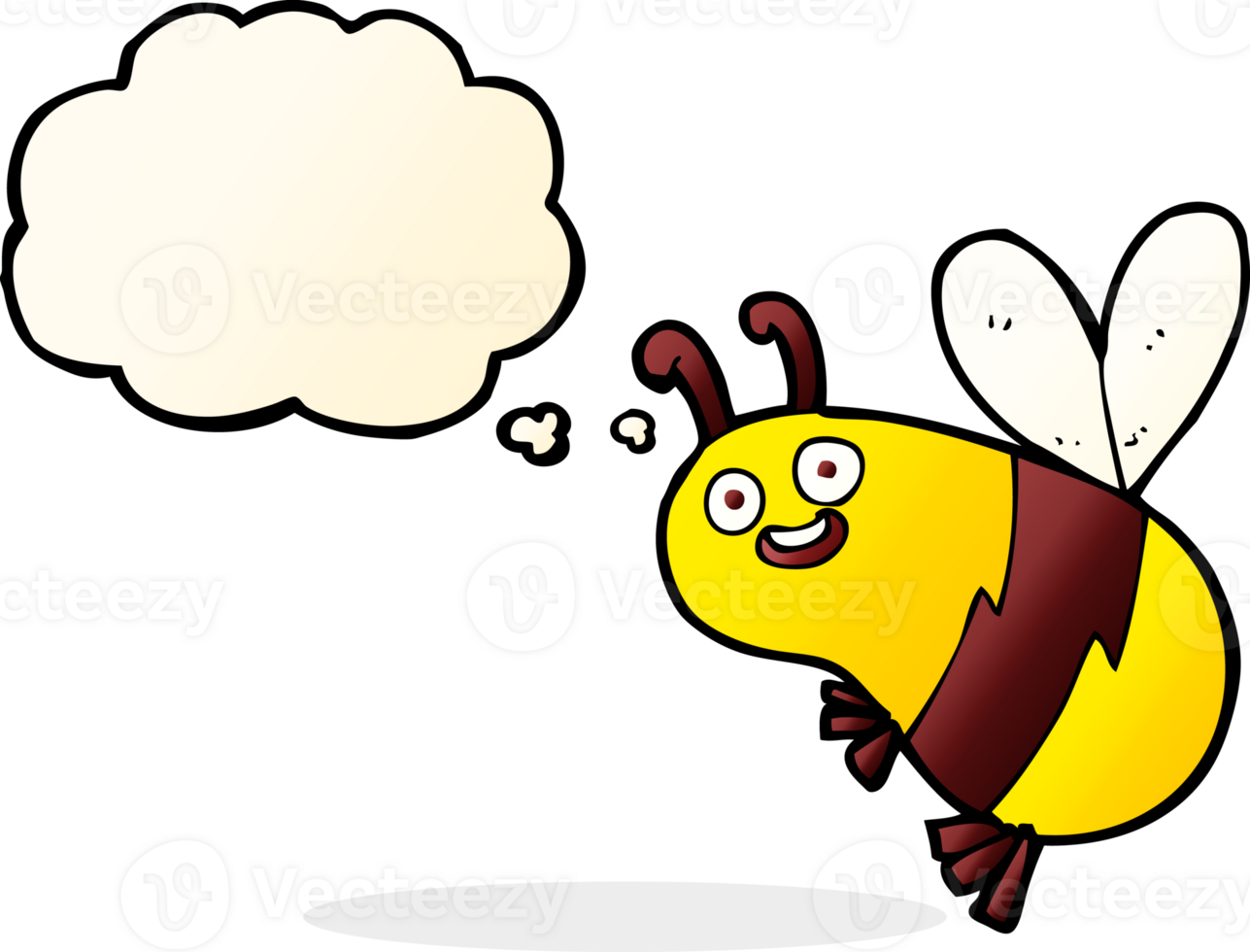 funny cartoon bee with thought bubble png