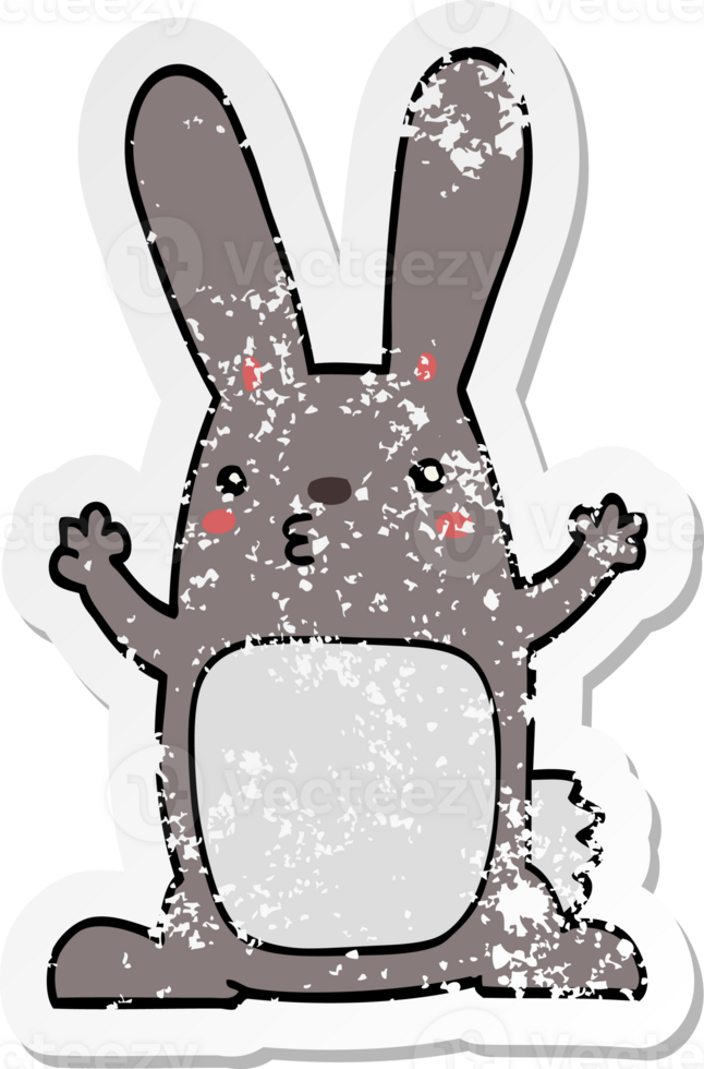 distressed sticker of a cartoon rabbit png