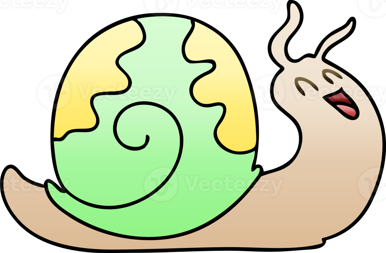 gradient shaded quirky cartoon snail png