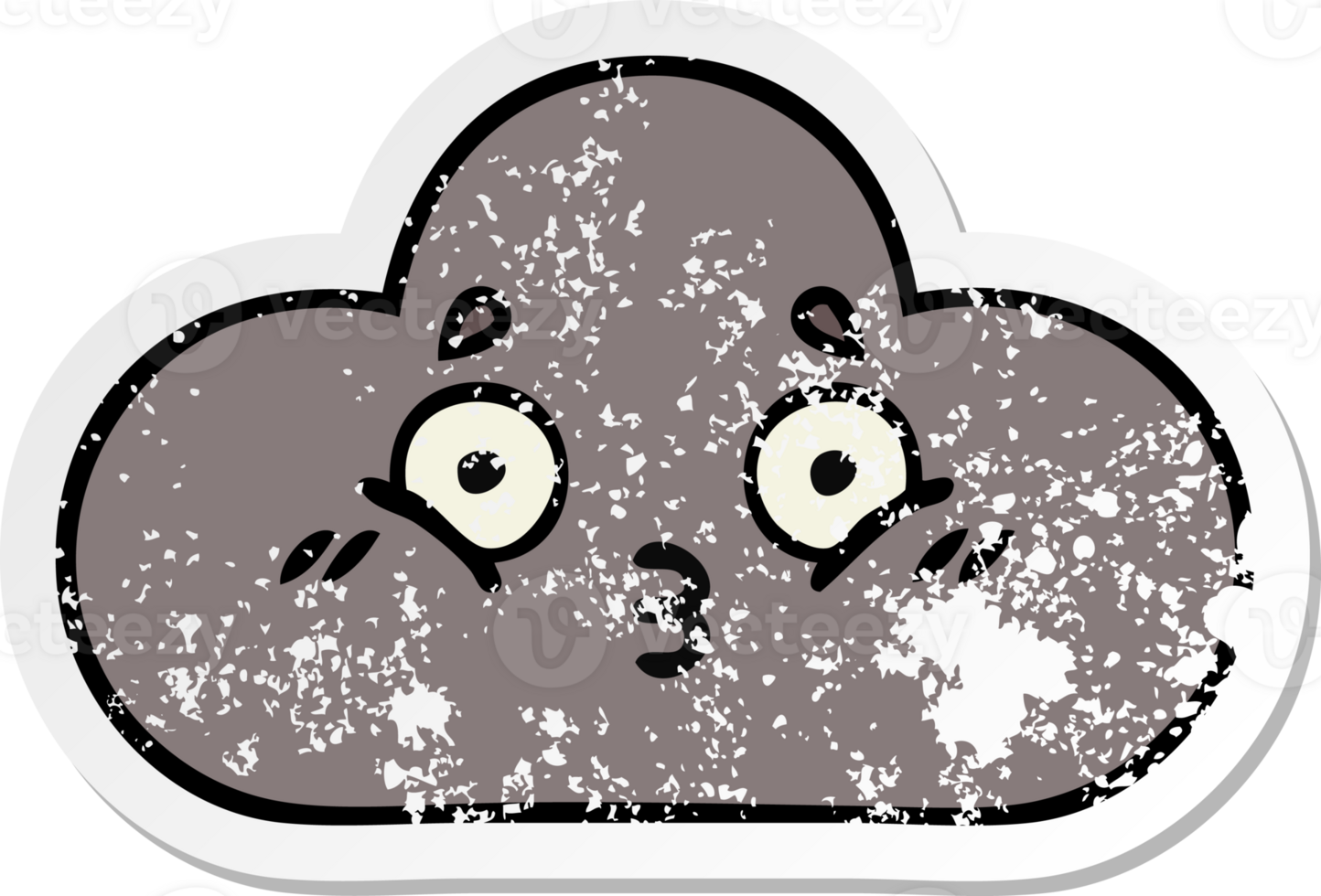 distressed sticker of a cute cartoon storm cloud png