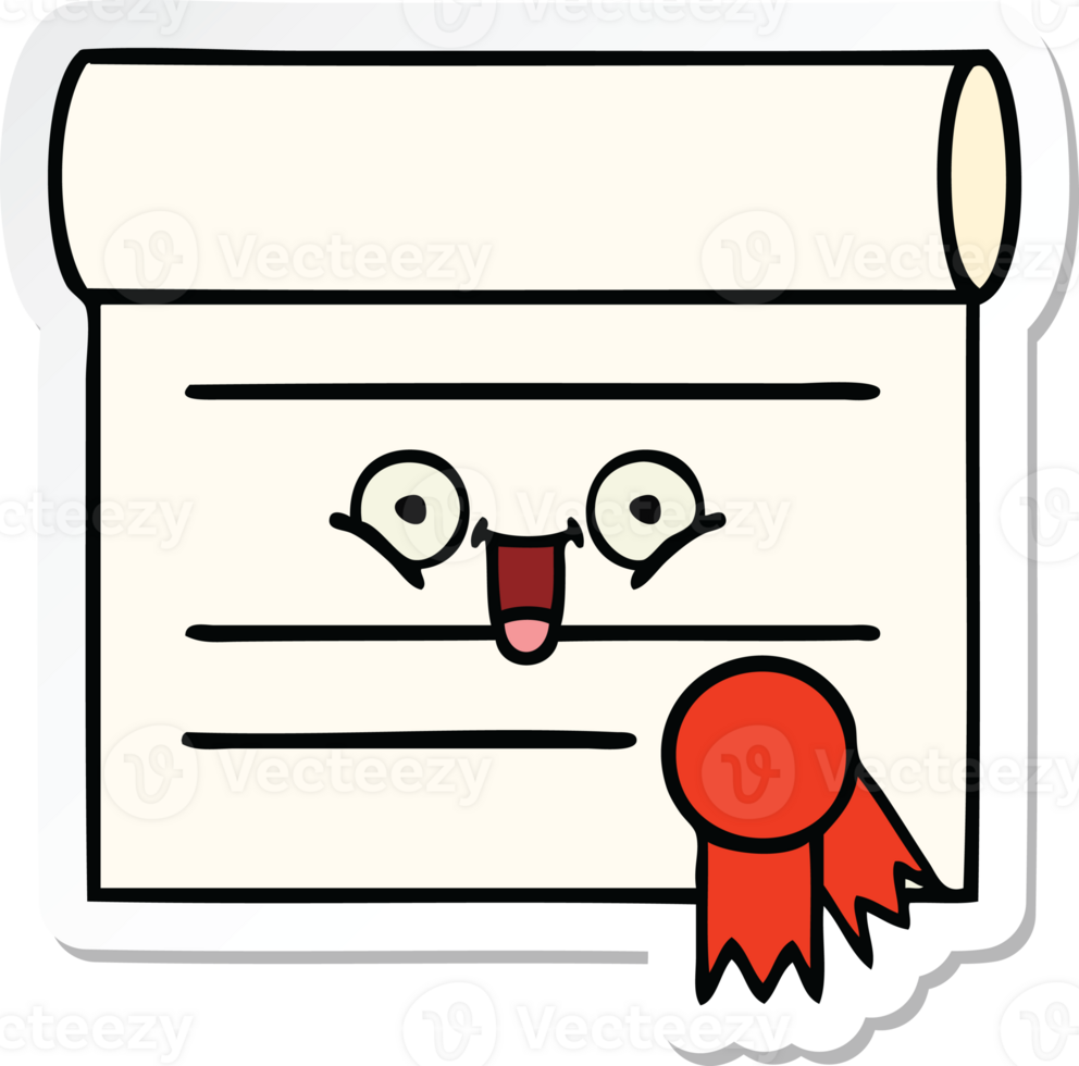 sticker of a cute cartoon certificate png