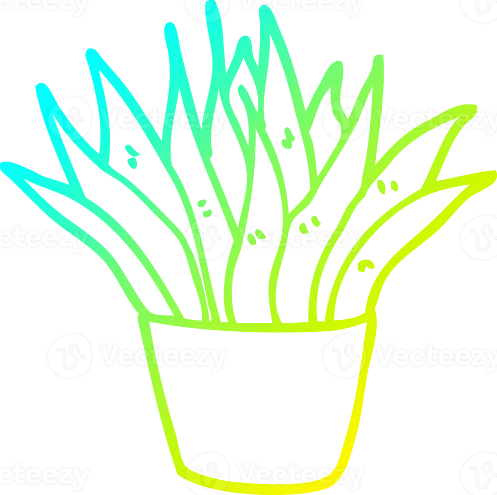 cold gradient line drawing of a cartoon house plant png