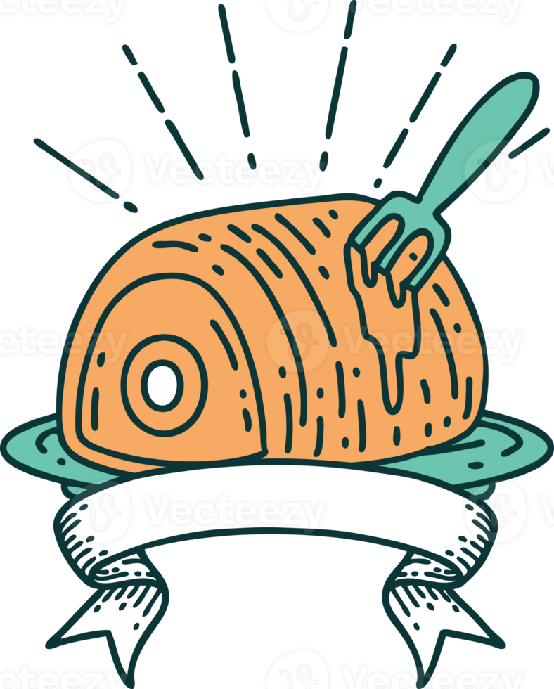 scroll banner with tattoo style roast beef png
