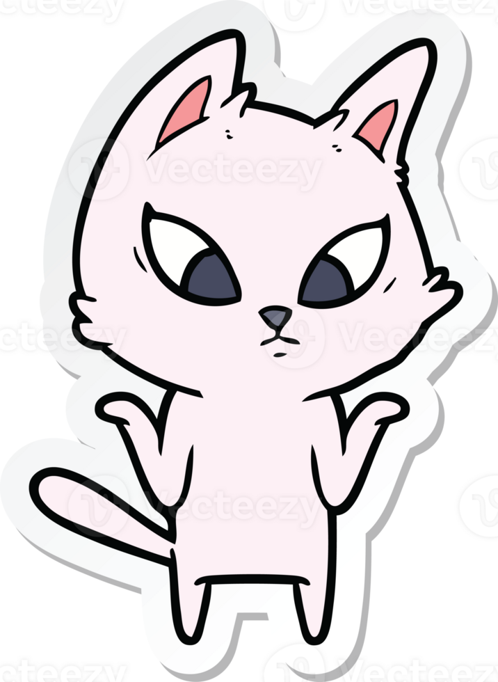 sticker of a confused cartoon cat shrugging shoulders png