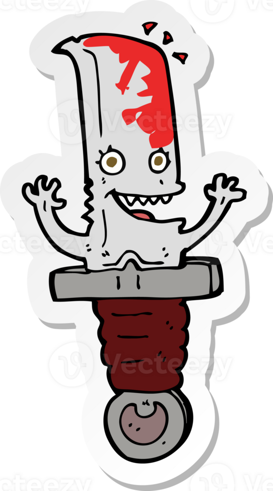 sticker of a crazy cartoon knife character png