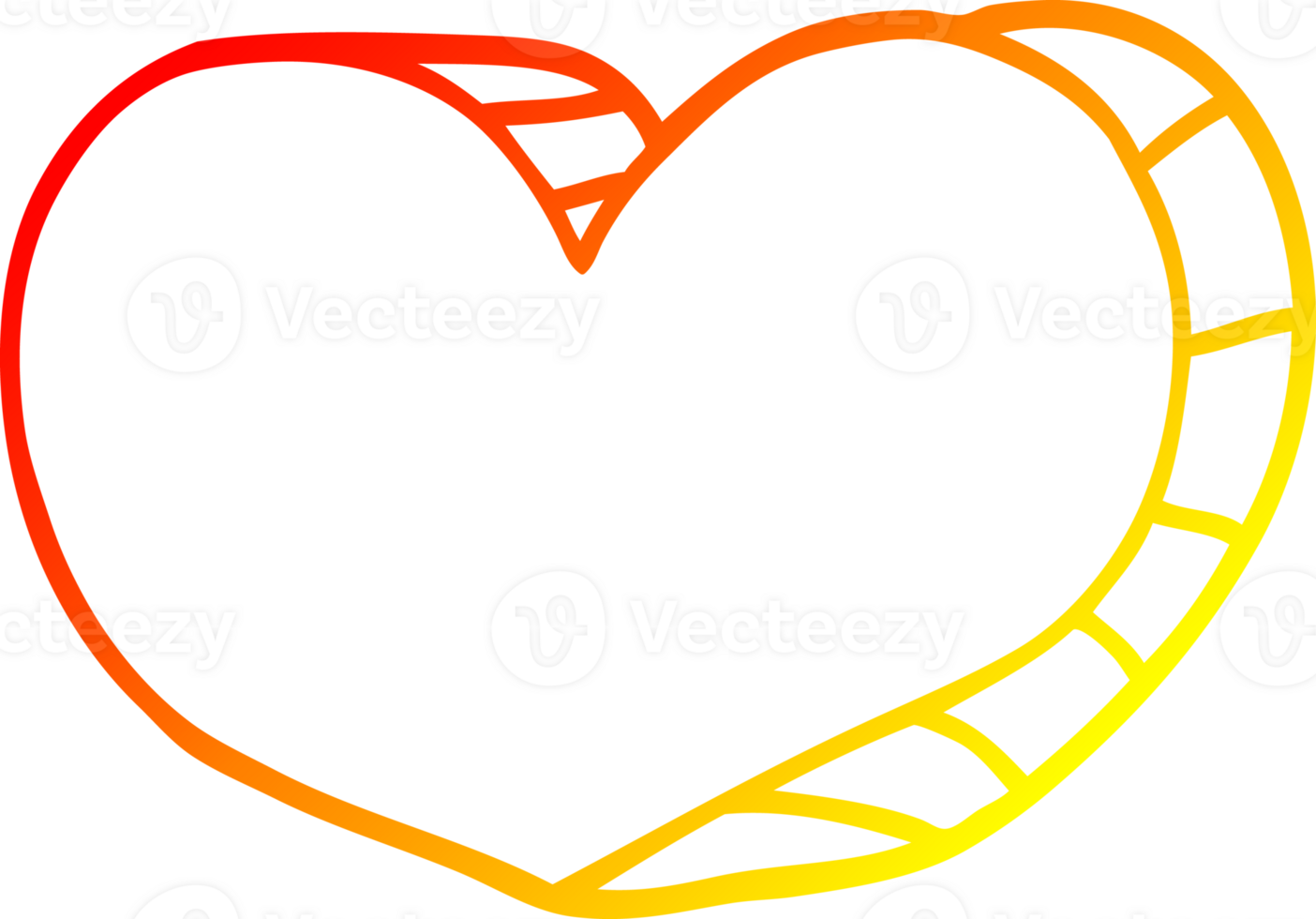 warm gradient line drawing of a cartoon love heart png