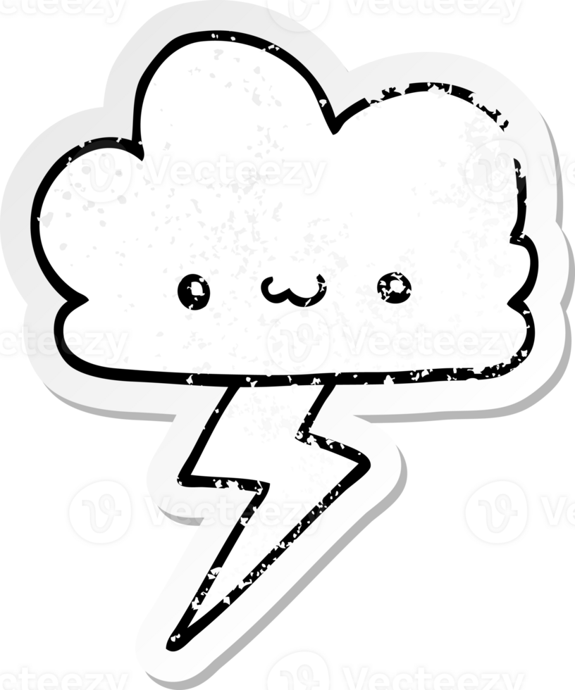 distressed sticker of a cartoon storm cloud png