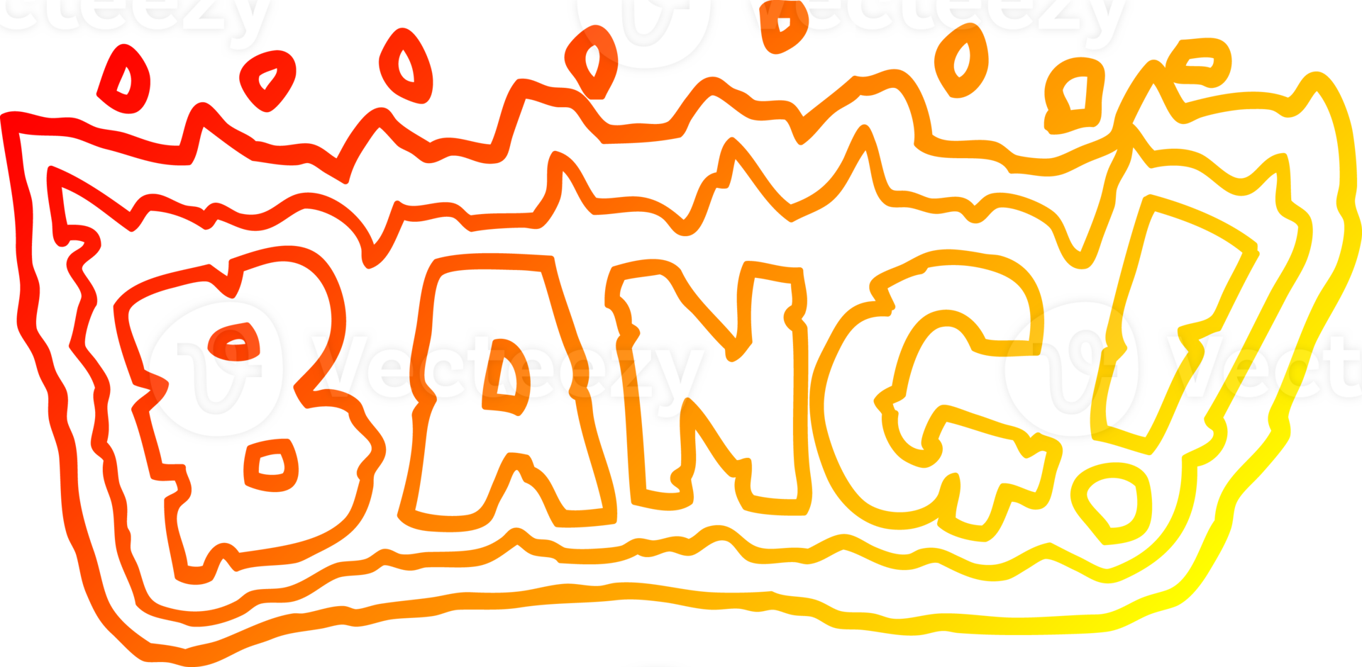 warm gradient line drawing of a cartoon word bang png
