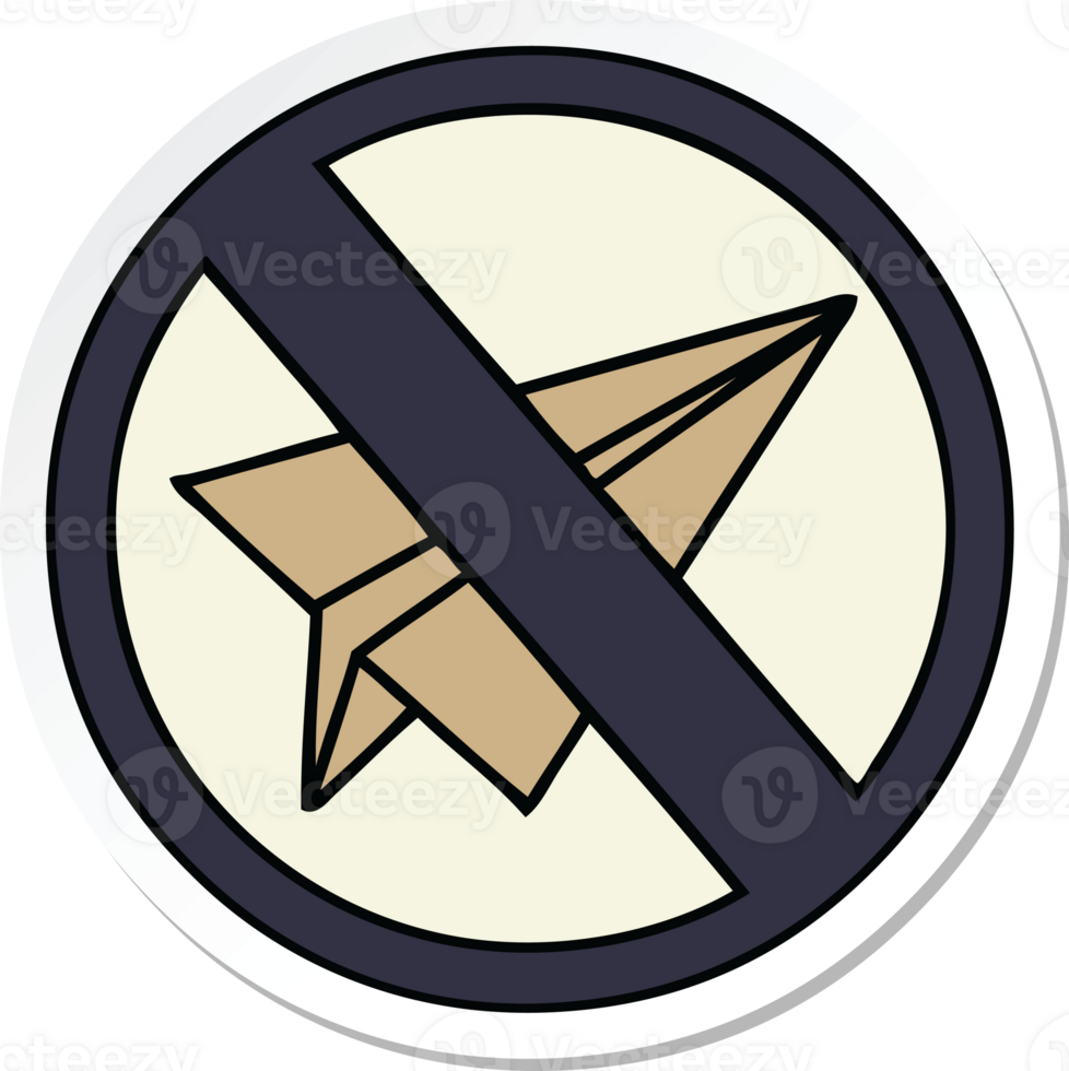sticker of a cute cartoon no paper aeroplane sign png