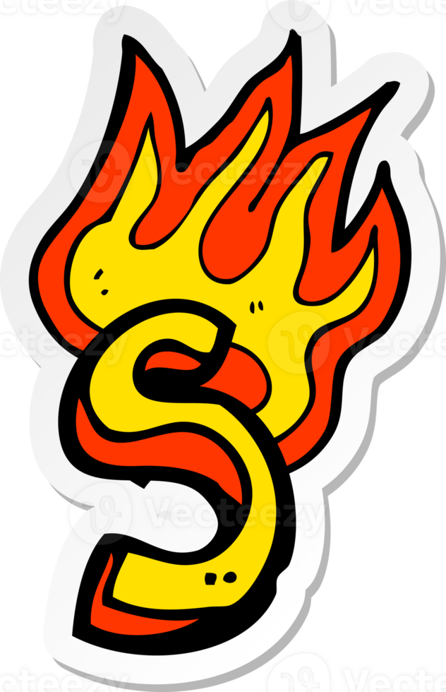 sticker of a cartoon flaming letter png