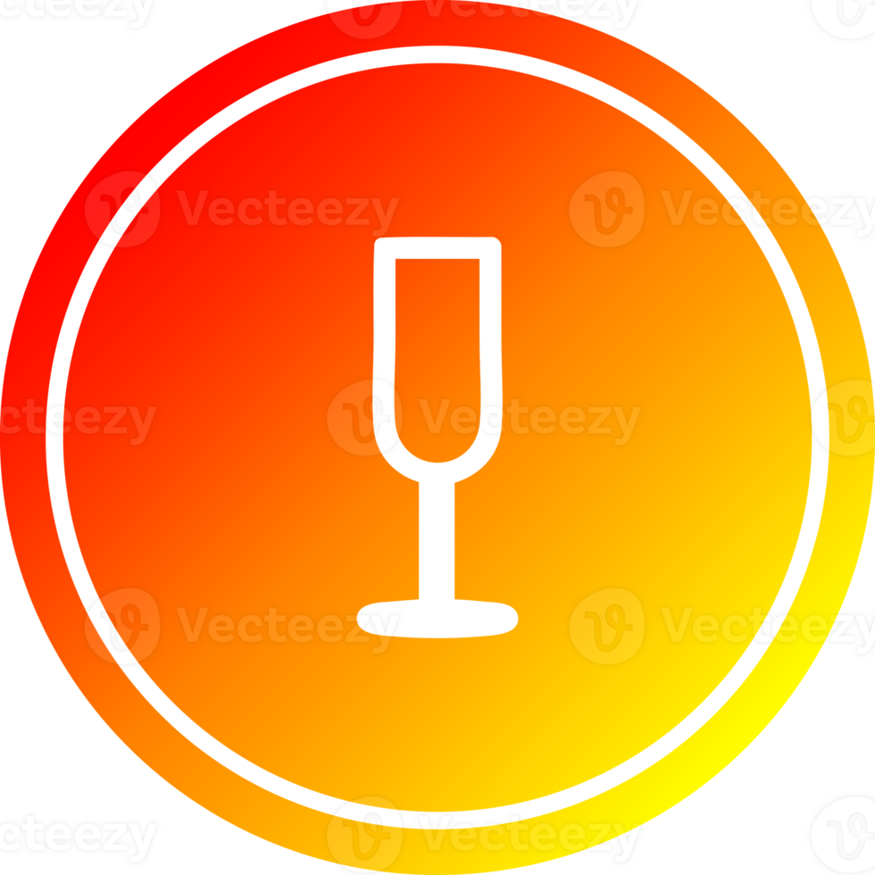 champagne flute circular icon with warm gradient finish png