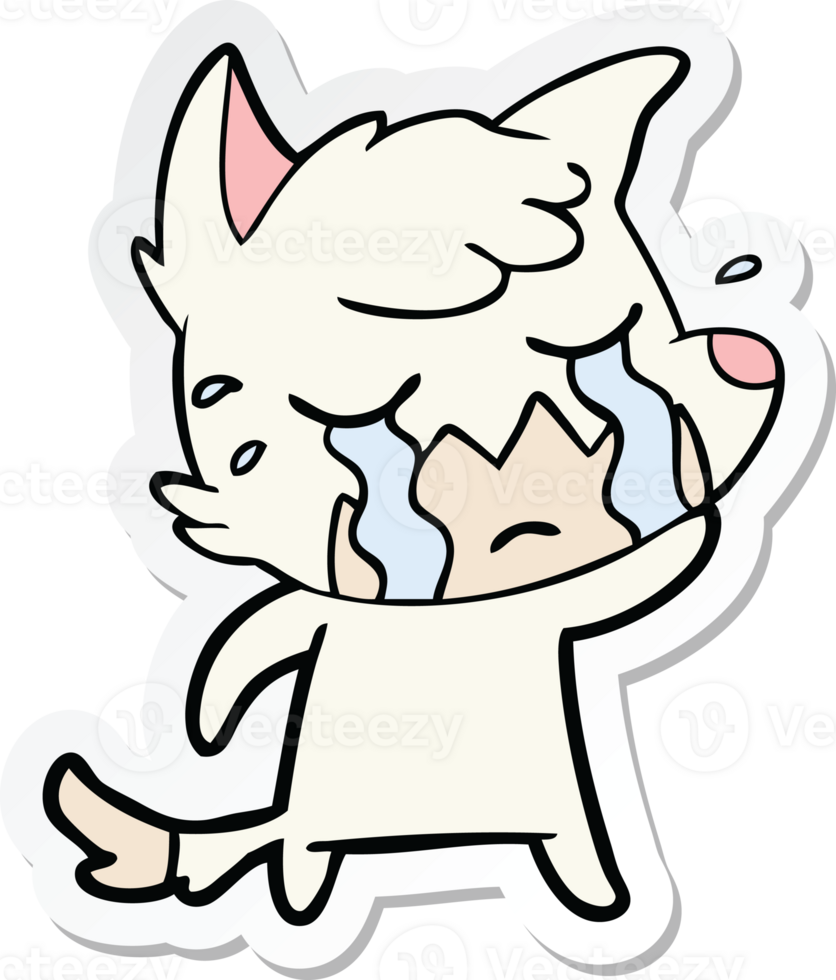 sticker of a crying fox cartoon png